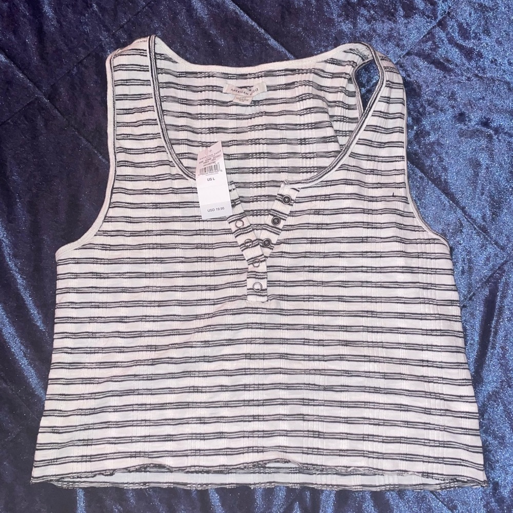 American Eagle Cropped Henley Tank Top